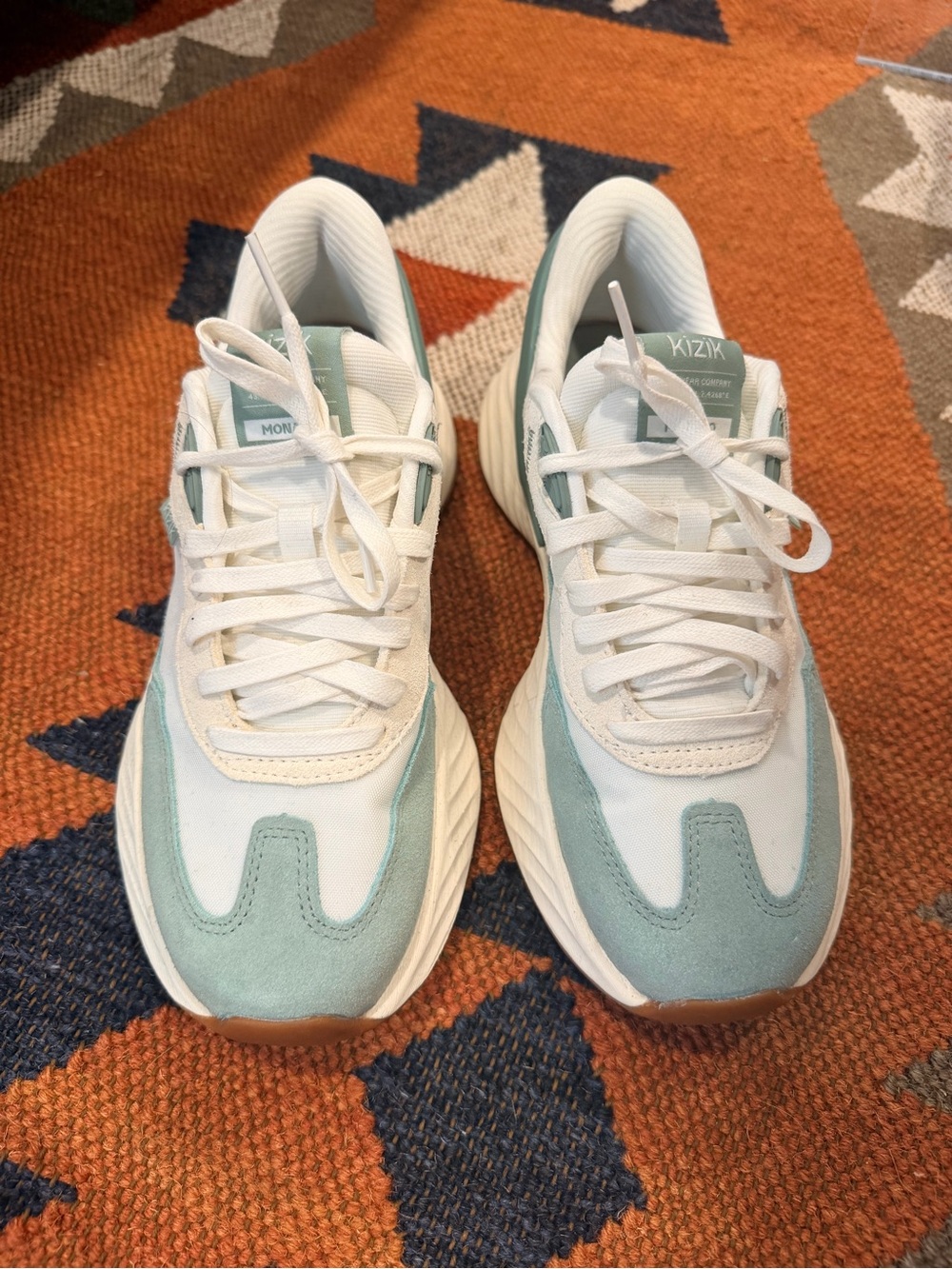 Mint & White Comfort-Run Sneakers by Kizik